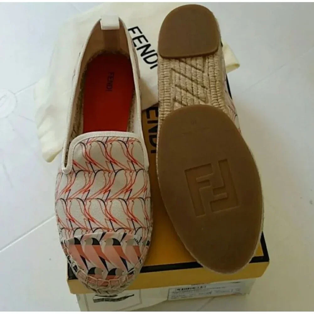 Fendi Womens Espadrille Size 36 Chic Feminine Casual Trendy Summer Birds Print